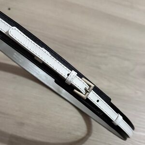 Leather Contrast Trim Belt - White and Black